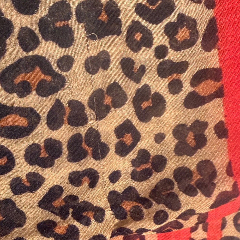 Leopard Print Scarf with Red Accent - Picture 5 of 5